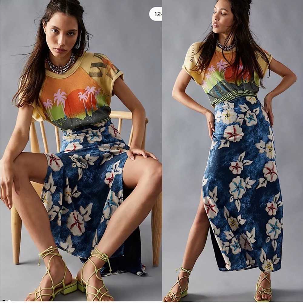 Free People Keanu Maxi Dress in Indigo Combo - Size Small